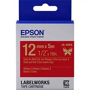 Epson Label Cartridge Satin Ribbon LK-4RKK Gold/Red 12mm 5m C53S654033 - Etykiety do drukarek - miniaturka - grafika 1