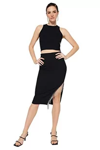 TRENDYOL Women's damska spódnica midi Bodycon z dzianiny Skirt, czarna, 42, Schwarz, 42 - Spódnice - miniaturka - grafika 1