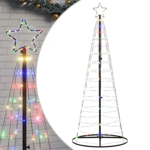 vidaXL Stożkowa choinka z lampek, 200 kolorowych LED, 182 cm - Choinki - miniaturka - grafika 1