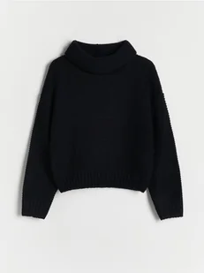 Reserved - Sweter z szerokim golfem - czarny - Swetry dla dziewczynek - miniaturka - grafika 1