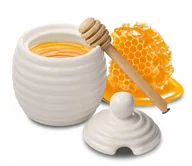 Pojemniki kuchenne - Pojemnik porcelanowy na miód do miodu LUXITO 250ml + Nabierak - miniaturka - grafika 1