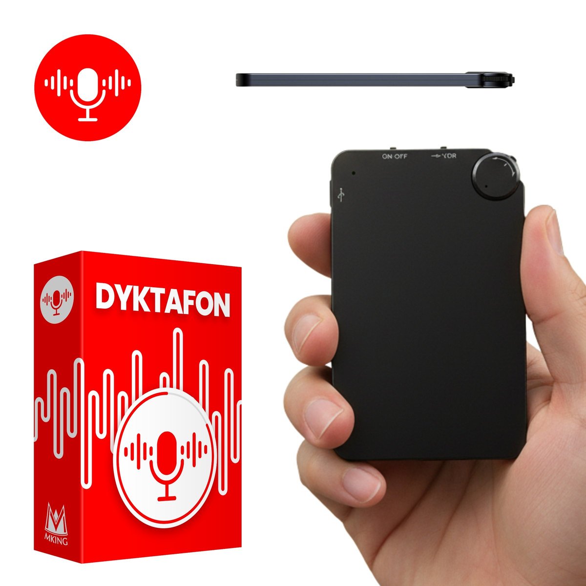 ULTRA CIENKI MINI DYKTAFON AKTYWACJA GŁOSEM PODSŁUCH SZPIEGOWSKI DETEKCJA