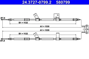 ATE LINKA HAMULCA 24.3727-0799.2 OPEL ADAM 13 - Linki hamulca postojowego - miniaturka - grafika 1