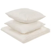 Narzuty - Komplet Narzuta Na Łóżko Z Poduszkami Tłoczona 160 X 220 Cm Kremowa Rudkhan - miniaturka - grafika 1