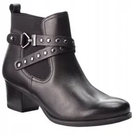 Botki damskie - CAPRICE DAMSKIE BOTKI SKÓRZANE CZARNE 36 SNG - miniaturka - grafika 1