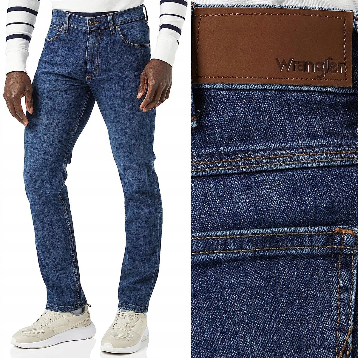 Wrangler REGULAR Dark Stone klasyczne proste spodnie jeansowe W40 L34