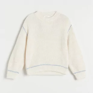 Reserved - Sweter z przeszyciami - Kremowy - Swetry dla dziewczynek - miniaturka - grafika 1