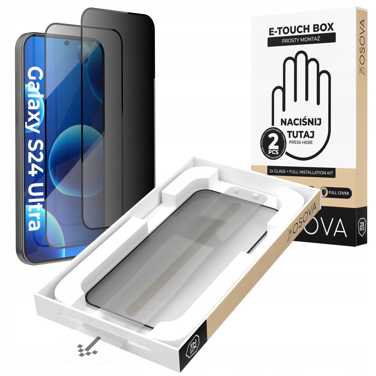 SZKŁO PRYWATYZUJĄCE OSOVA do Samsung S24 Ultra SZYBKA Z APLIKATOREM 2 szt