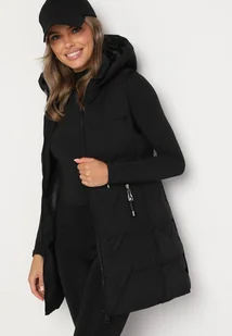 Czarna Pikowana Kamizelka z Odpinanym Kapturem Mavalie - Kamizelki damskie - miniaturka - grafika 1