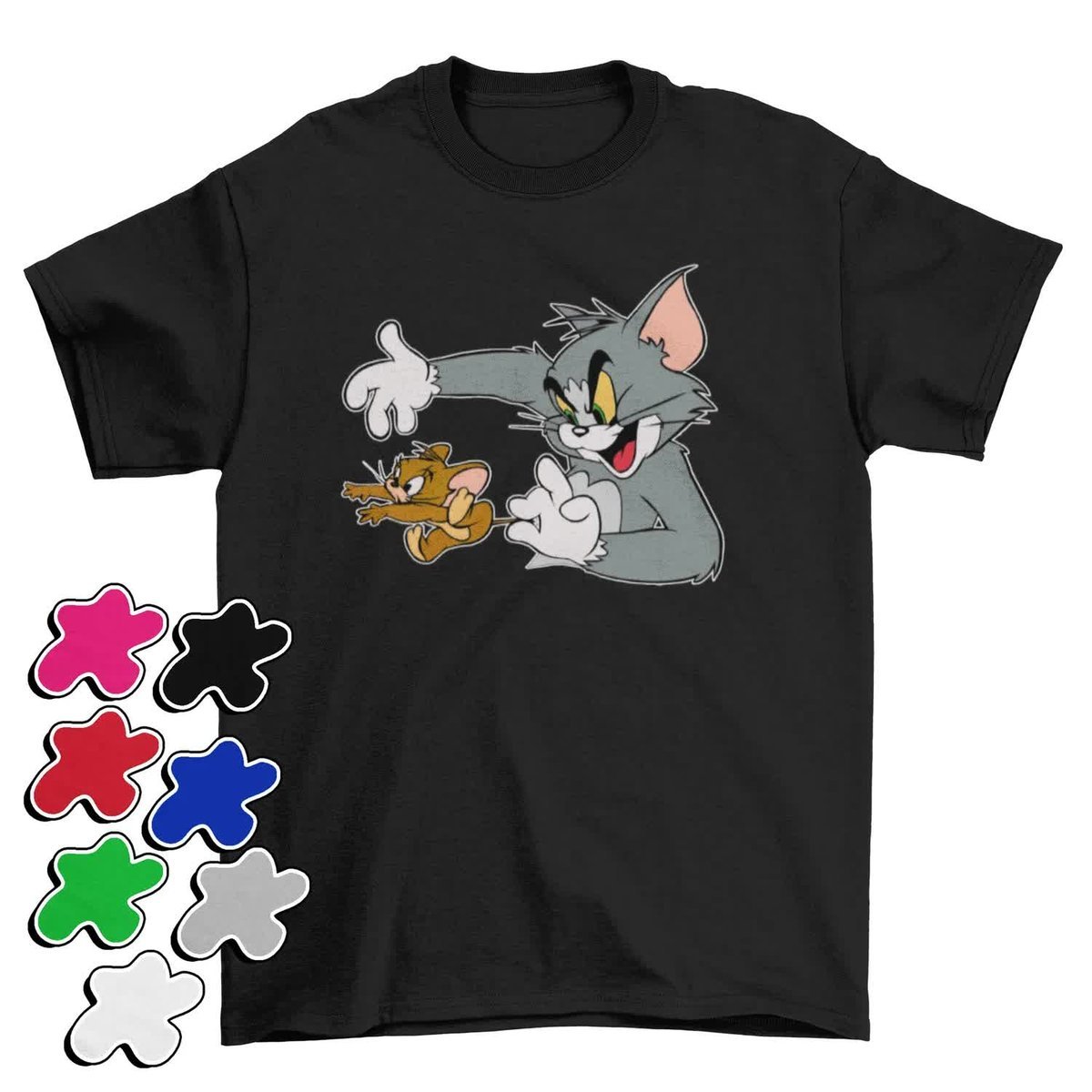 Koszulka T-Shirt Dziecięca Z Nadrukiem Tom Jerry Kot Myszka -L 146-152