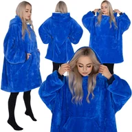 Koce - Kocobluza Damska Oversize Koc Bluza 2W1 Z Kapturem Ciepła Niebieska - miniaturka - grafika 1
