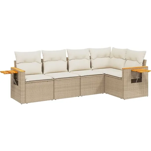 Zestaw mebli ogrodowych modułowych beżowy rattan PE 62 x 62 x 69 cm