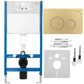 Stelaże i zestawy podtynkowe do WC - Rea Stelaż zestaw podtynkowy K011A-Q do mis WC z przyciskiem I Złoty Szczotkowany - miniaturka - grafika 1
