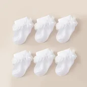 Skarpetki dla dzieci - TEMU 6 Par Skarpetek dla Dziewczynki - Miękkie, Oddychające Skarpety z Koronką i Wzorem Księżniczki do Tańca, Prosty Design na Wiosnę/, Codziennego - miniaturka - grafika 1