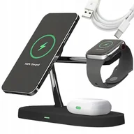 Ładowarki do telefonów - Ładowarka indukcyjna do IPHONE 11 12 13 14 15 APPLE WATCH magsafe 5w1 15W ZHX-WA27 CZARNA - miniaturka - grafika 1