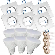Oprawy, klosze i abażury - Zestaw 6x Led GU10 8W Ciepła Oprawa halogen Szkło Kwadrat - miniaturka - grafika 1