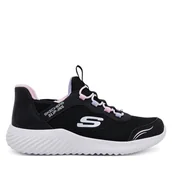 Buty dla dziewczynek - Sneakersy Skechers Bounder - Simple Cut 303585L/BLK Czarny - miniaturka - grafika 1
