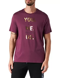 Armani Exchange You.me.us. Logo Foil Pima T-Shirt męski, Grape Wine, S - Koszulki męskie - miniaturka - grafika 1