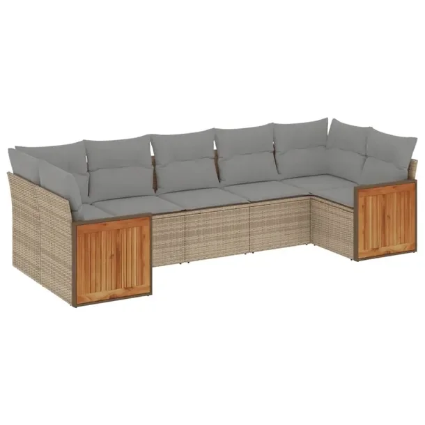 Zestaw mebli ogrodowych modułowych beżowy z poduszkami 62 x 62 x 69 cm