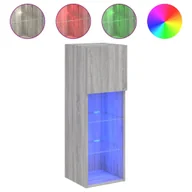 Szafki RTV - vidaXL Szafka pod telewizor z oświetleniem LED Szara Sonoma 30,5x30x90 cm - miniaturka - grafika 1