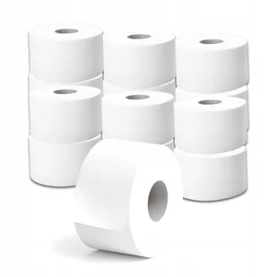 Papier Toaletowy Dwuwarstwowy JUMBO Celuloza Biały 100m ZESTAW 12 Rolek - Papier toaletowy - miniaturka - grafika 1