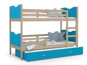 Łóżka dla dzieci i młodzieży - Łóżko piętrowe 190x80 sosna błękit  MAX 3-osobowe - miniaturka - grafika 1