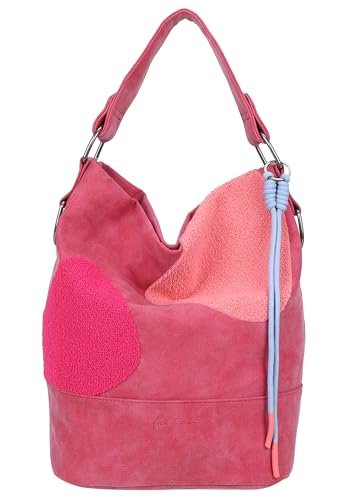 Fritzi Olga Limited Happy Flocked Hobo torebka ze sztucznej skóry, damska torba na ramię, festiwal, miasto, wegańska zawieszka ze sznurkiem 37 x 27 x 17 cm – brązowa, różowa, zielona, beżowa, Soft