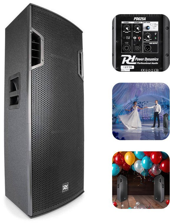 Power Dynamics Kolumna aktywna 2x 15'' 800W PD625A one size