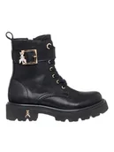 Botki damskie - Patrizia Pepe Skórzane botki w kolorze czarnym - miniaturka - grafika 1