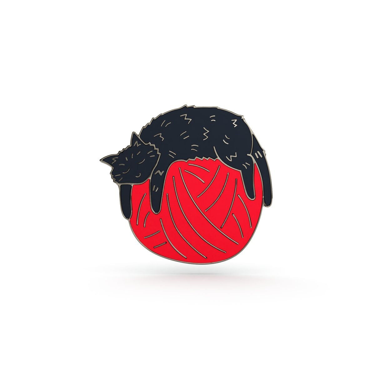 PINETS przypinka Kot na kłębku czarny kot metalowy Pin