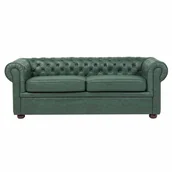 Sofy i kanapy - Beliani Sofa trzyosobowa tapicerowana zielona CHESTERFIELD - miniaturka - grafika 1