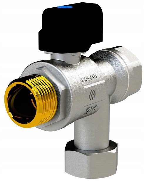 SENA VA30 Zawór kulowy kątowy do kotłów 3/4 GW x 3/4 RN z filtrem pokr. motylk.