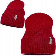 Czapki damskie - Czapka Zimowa Jesienna Damska Zima Jesień 10% Wełny Gruby Splot Czerwona - miniaturka - grafika 1