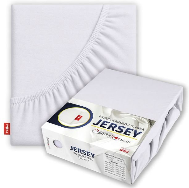 Prześcieradło JERSEY 200x200 z Gumką Gruba Bawełna PREMIUM Bok 30 cm Biały