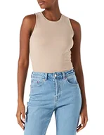Koszulki i topy damskie - ESPRIT Collection Tank top z dzianiny żebrowanej, LENZING™ ECOVERO™, Light Taupe, XXL - miniaturka - grafika 1