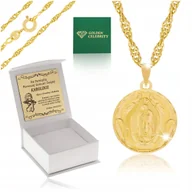 Biżuteria dla dzieci - DAMSKI ZŁOTY ŁAŃCUSZEK KOMUNIJNY SINGAPUR + MEDALIK MATKA BOSKA 18K +GRAWER - miniaturka - grafika 1
