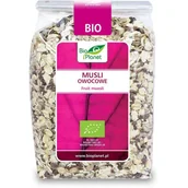 Płatki śniadaniowe i musli - Bio Planet SERIA RÓŻOWA (płatki, otręby, musli) MUSLI TROPIKALNE BIO 600 g - B - miniaturka - grafika 1