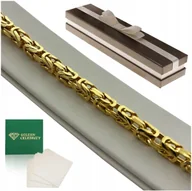 Bransolety męskie - Gruba Męska Bransoletka Złota Splot Królewski 21Cm/6Mm Szeroka Prezent 14K - miniaturka - grafika 1