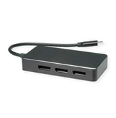 Złącza, przejściówki, adaptery - VALUE Adapter USB typu C -DP Multistream, 3x DP, 4K, M/F - miniaturka - grafika 1