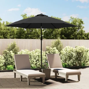 Parasol ogrodowy z LED i stalowym słupkiem, 300 cm, antracytowy - Parasole ogrodowe - miniaturka - grafika 1