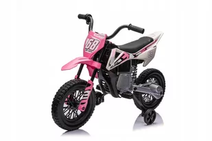 Motor Cross 2 Silniki 12V Ekoskóra Piankowe Koła Różowy - Pojazdy elektryczne dla dzieci - miniaturka - grafika 1