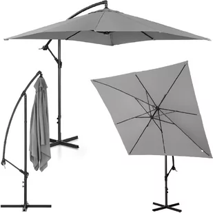 Parasol ogrodowy na wysięgniku kwadratowy 250 x 250 cm ciemnoszary - Parasole ogrodowe - miniaturka - grafika 1