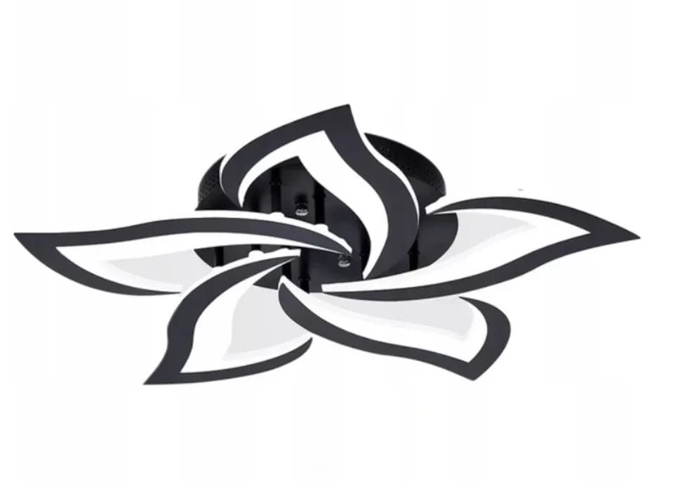 Nowoczesny Plafon LED Sufitowy Kwiat Lotosu do Salonu Czarny z Pilotem