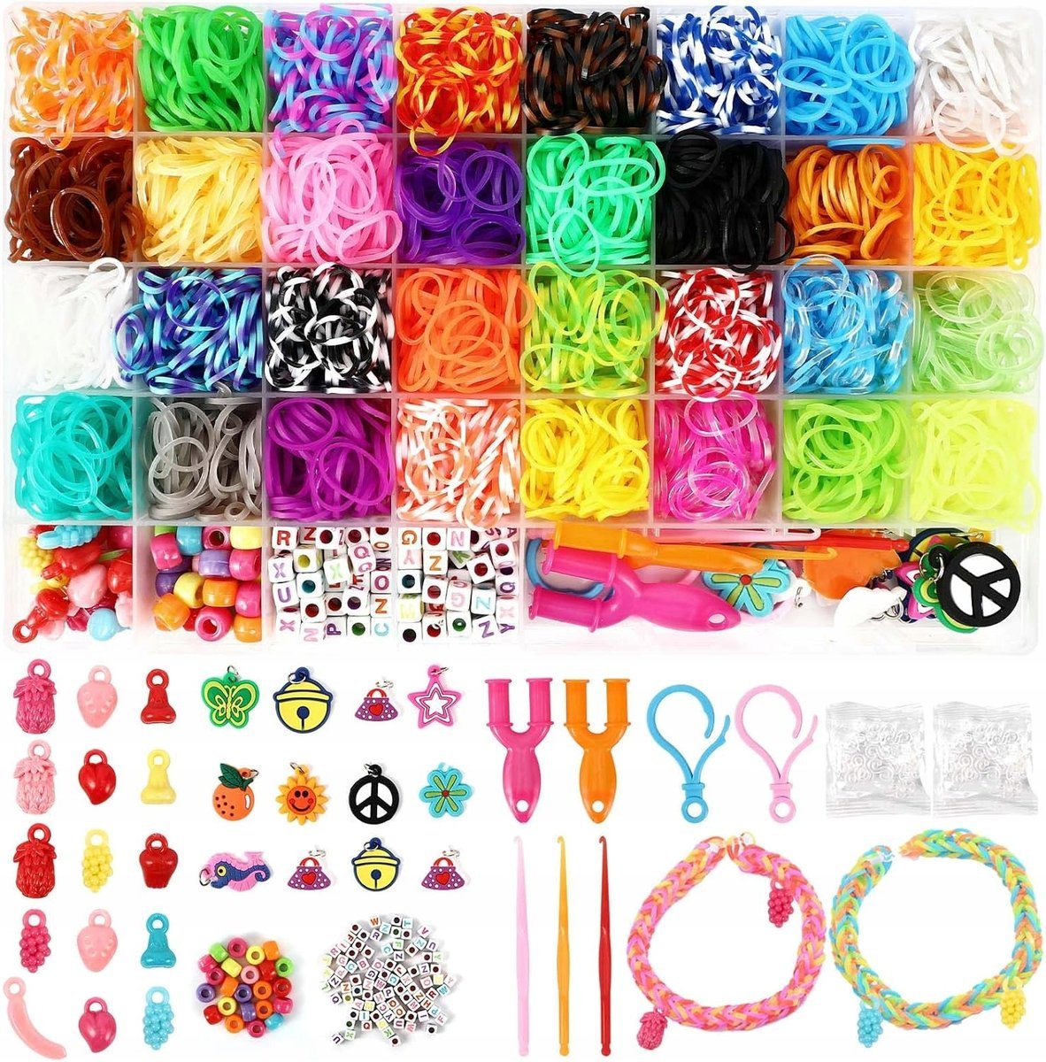Duży Zestaw Do Tworzenia Bransoletek Biżuterii 2800+ Kolorowych Gumek