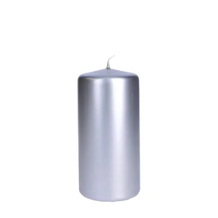 Świeca klasyczna walec metaliczna srebrna 150 x 70 - Świece - miniaturka - grafika 1