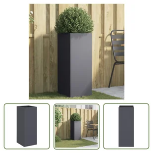 The Living Store Donica - antracytowa - 32x29x75 cm - stal - Doniczka - Donice - miniaturka - grafika 1