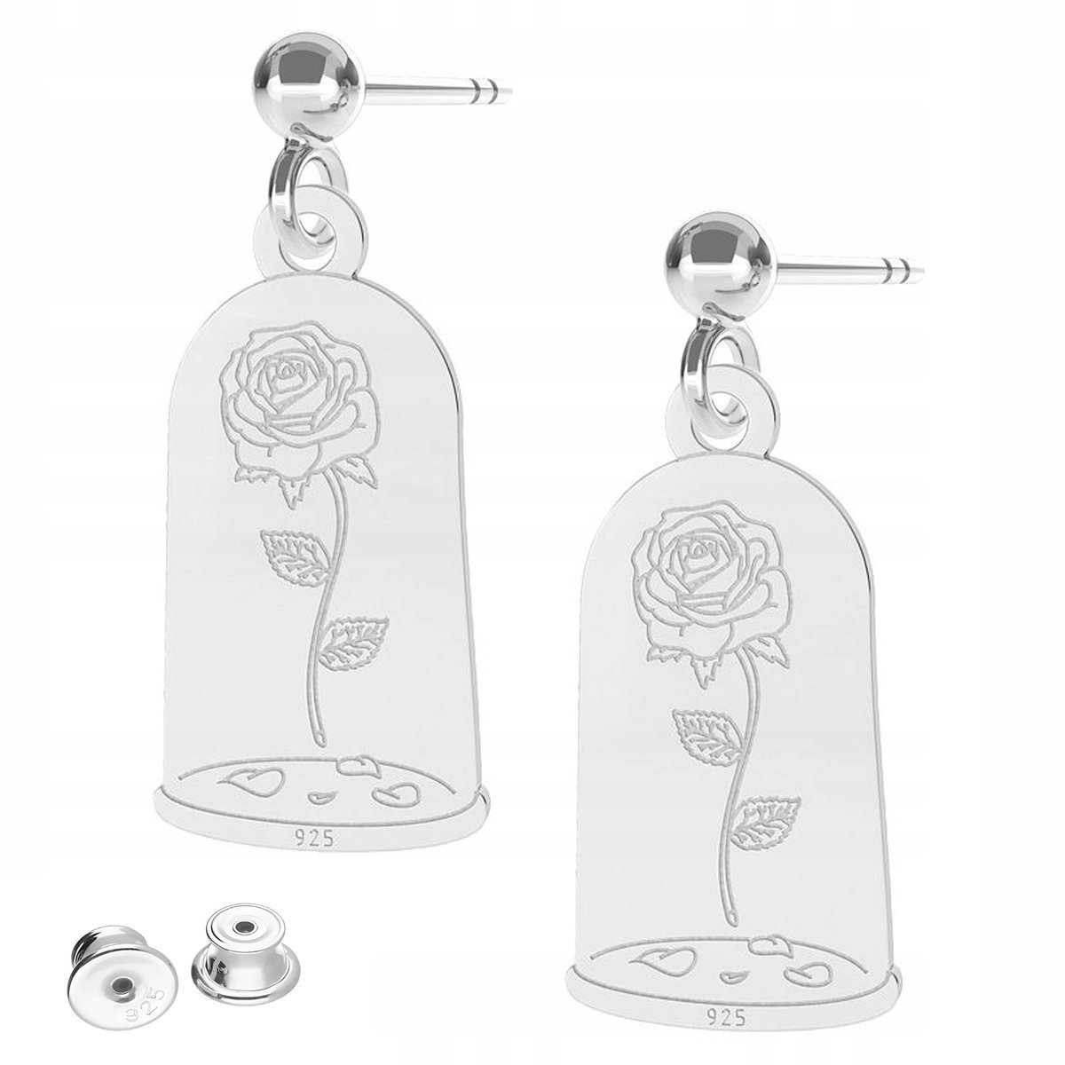 Kolczyki Srebrne Blaszki z Różami Kwiat Róża Kwiaty Róże SREBRO 925