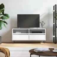Szafki RTV - vidaXL Szafka pod TV biały wysoki połysk 100x34,5x44,5 cm materiał drewnopochodny - szafka pod TV - szafki pod TV - stojak pod TV - tablica pod TV - miniaturka - grafika 1