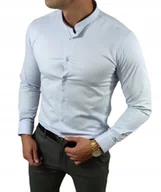 Koszule męskie - Koszula elegancka ze stójką slim fit błękitna ESP013 - L - miniaturka - grafika 1