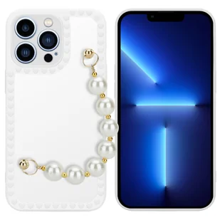 Etui Cadorabo do Apple iPhone 13 PRO w kolorze białym Etui na telefon komórkowy Etui TPU z łańcuszkiem na nadgarstek - Etui i futerały do telefonów - miniaturka - grafika 1